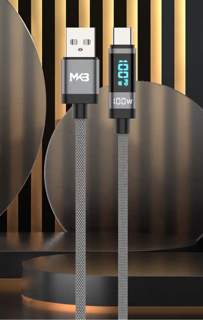 MKB UC100 USB – Type C/100W hight power/Automatic power identification with IC/ LED display / hight density braided Data cable